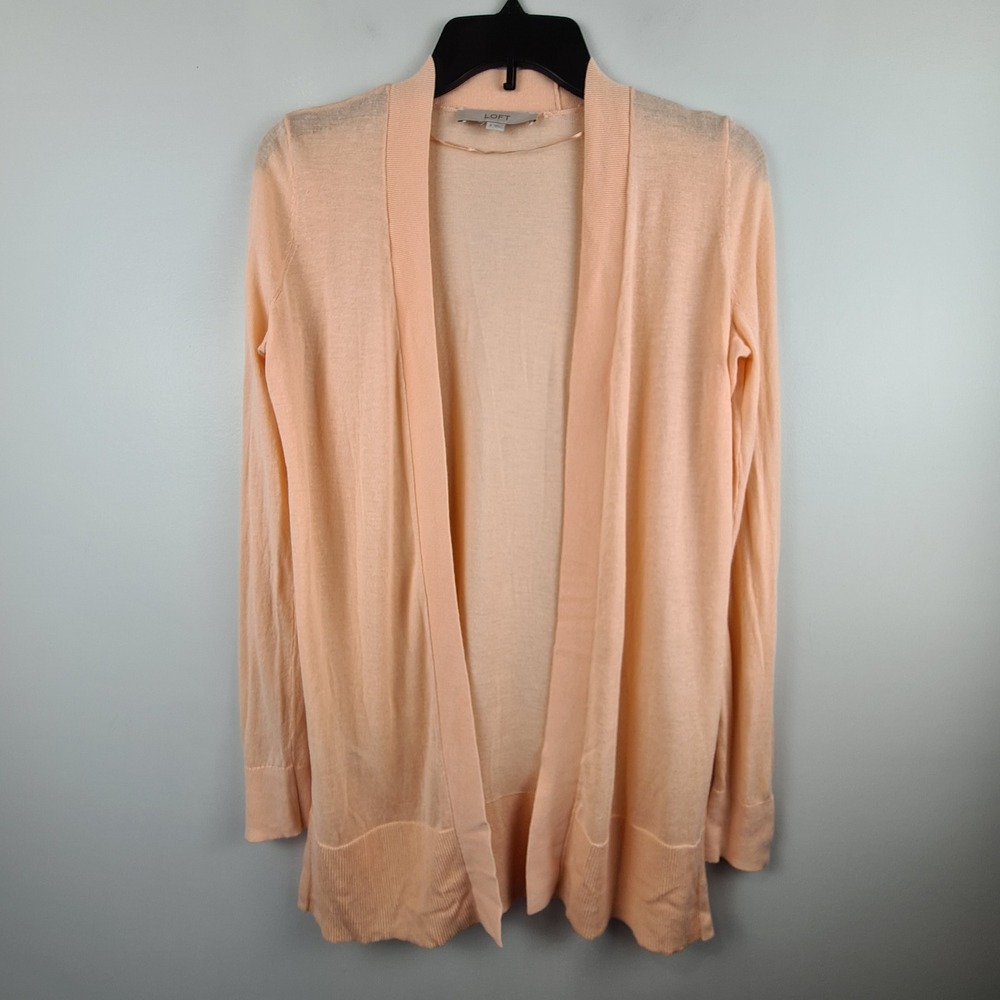 LOFT Womens Small Peach Ramie Viscose Open‎ Front Lightweight Cardigan Sweater